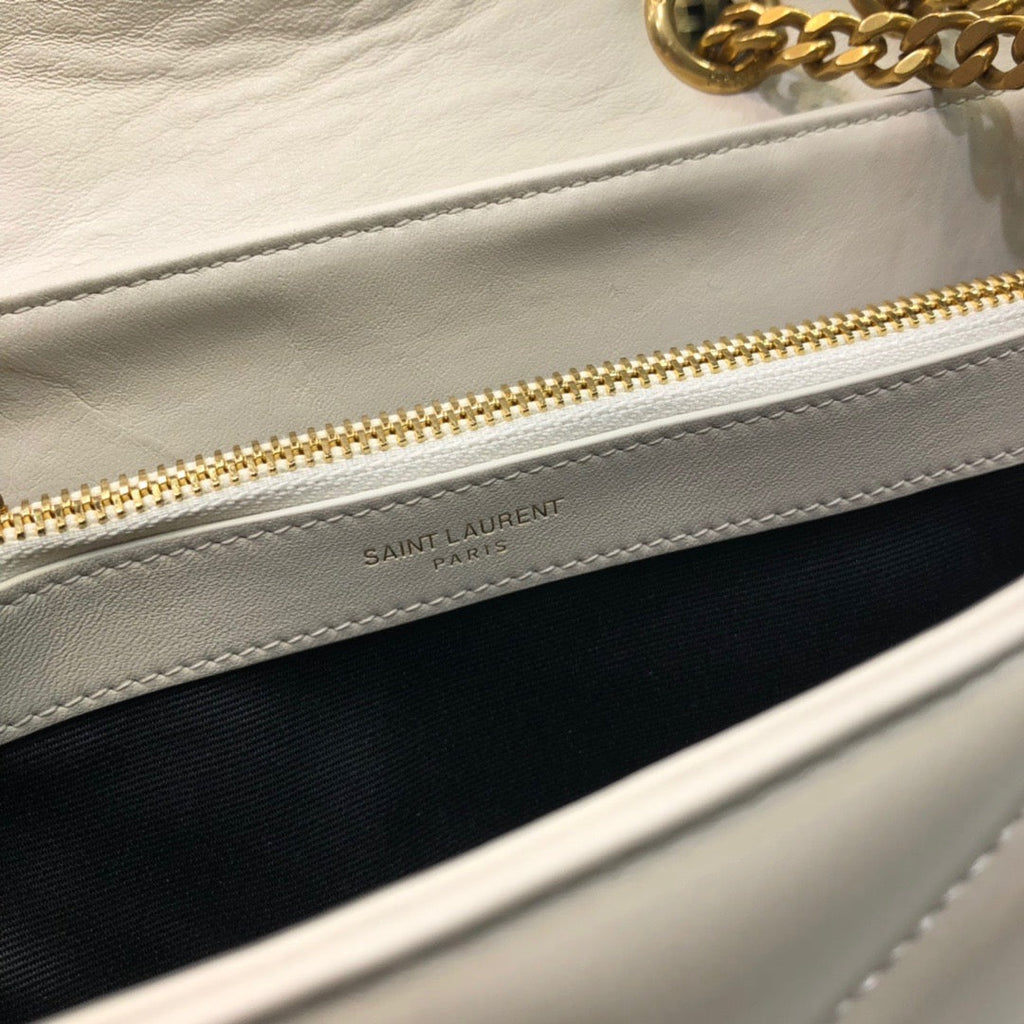 YSSL Loulou Small Chain Bag In MatelassÃ© "Y" White For Women 9.8in/23cm YSL 494699DV7279207