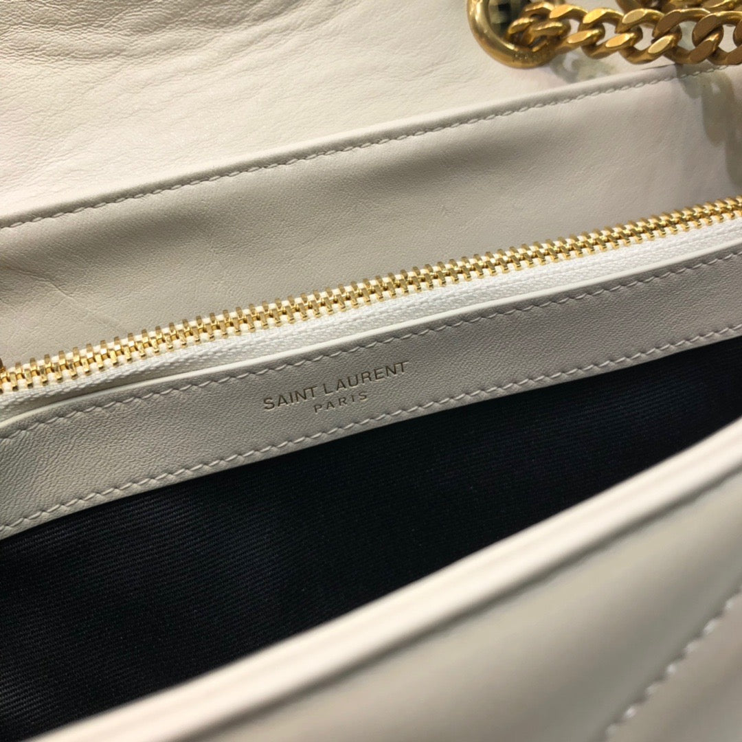 YSSL Loulou Small Chain Bag In MatelassÃ© "Y" White For Women 9.8in/23cm YSL 494699DV7279207