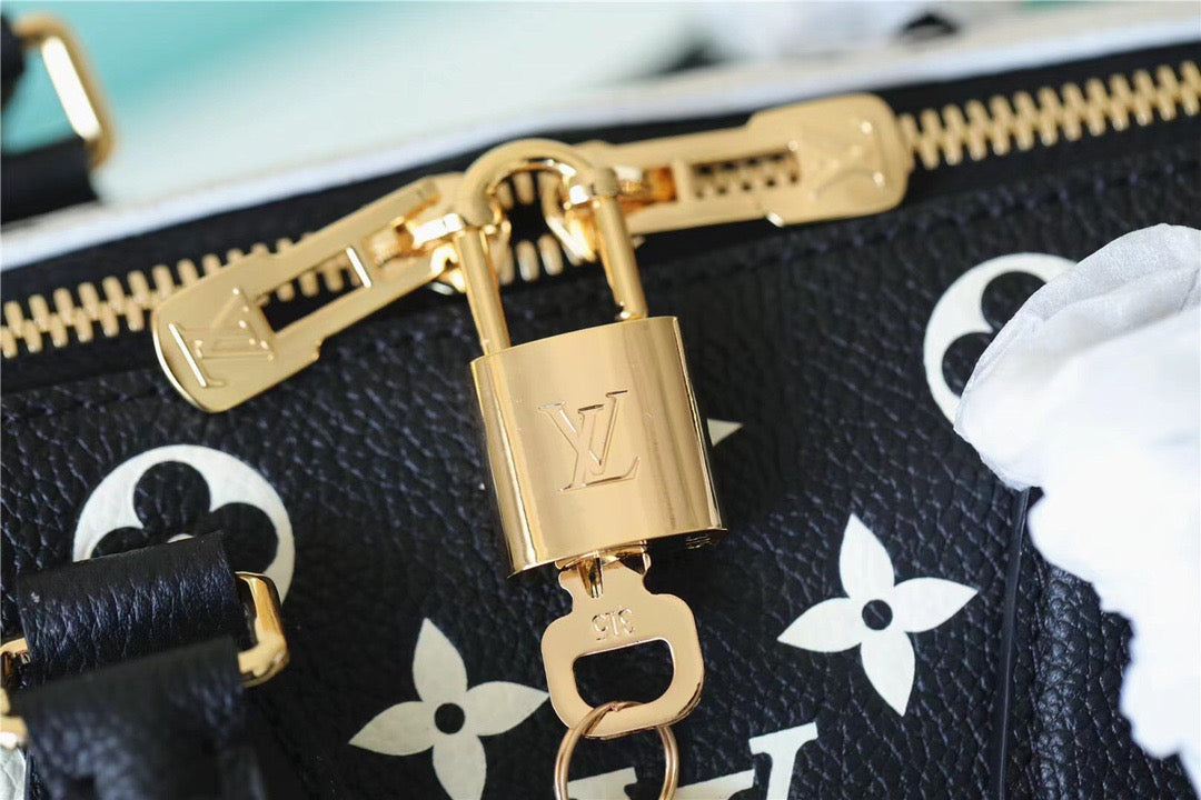 Louis Vuitton Speedy Bandouliere 20 Monogram Empreinte Black / White / Pink For Women,  Shoulder And Crossbody Bags 20.5cm/8.1in Louis Vuitton M46088