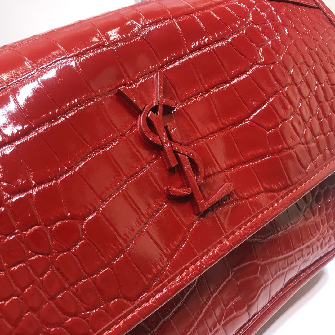 YSSL Niki Medium Chain Bag In-Embossed RedÂ For Women 11in/28cm YSL