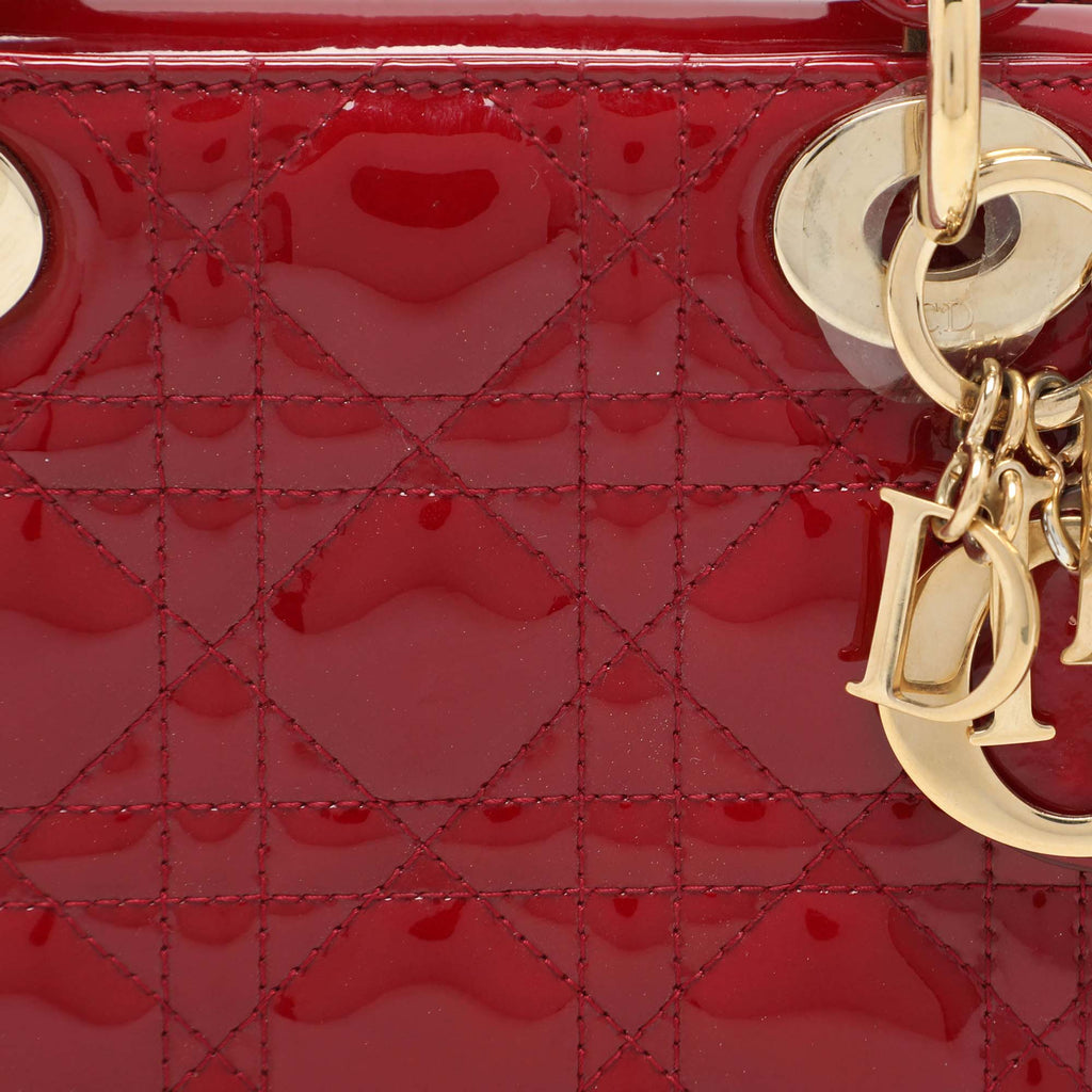 Dior Red Cannage  Leather Mini Chain Lady Dior Tote