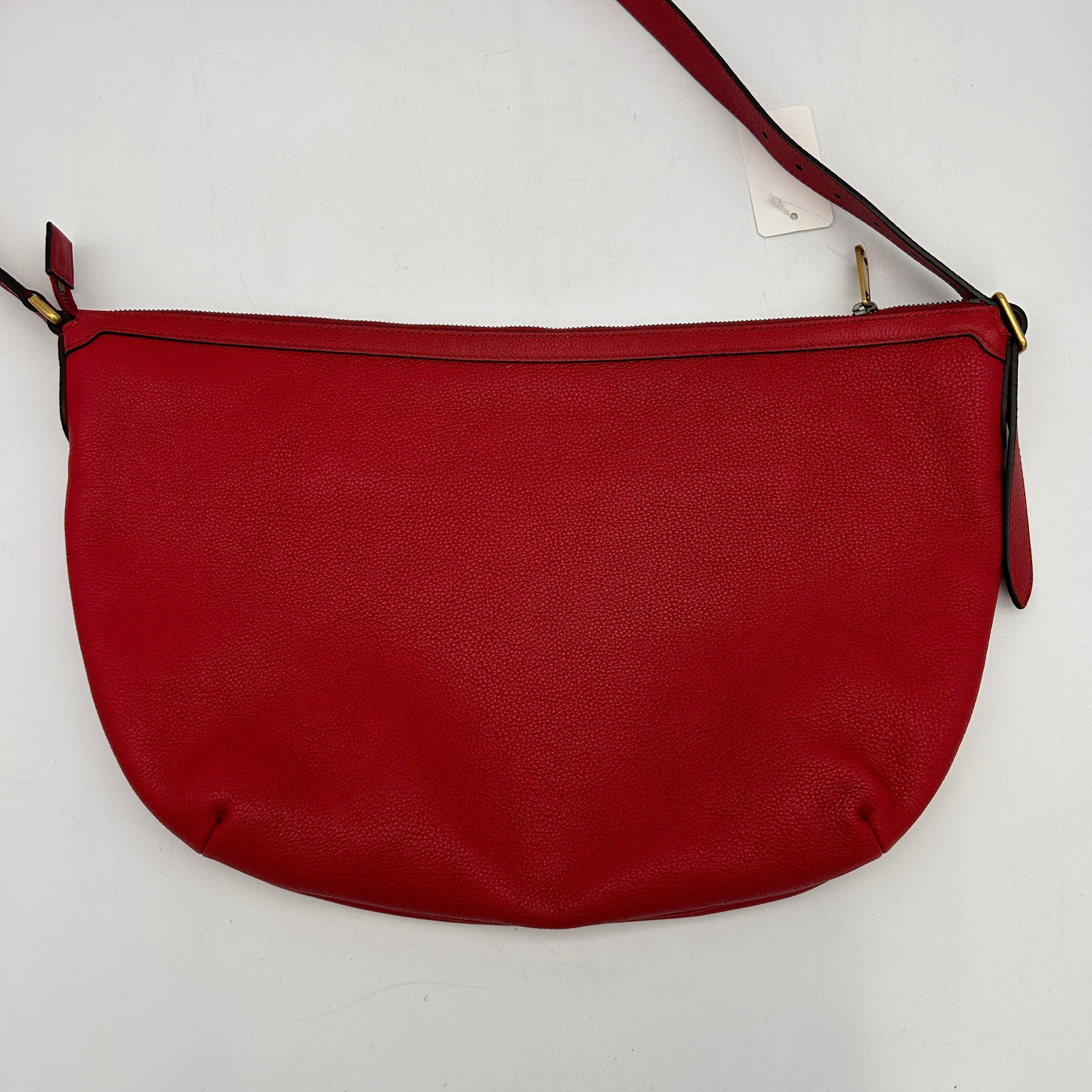 Gucci Red Logo Print Half-Moon Shoulder Bag