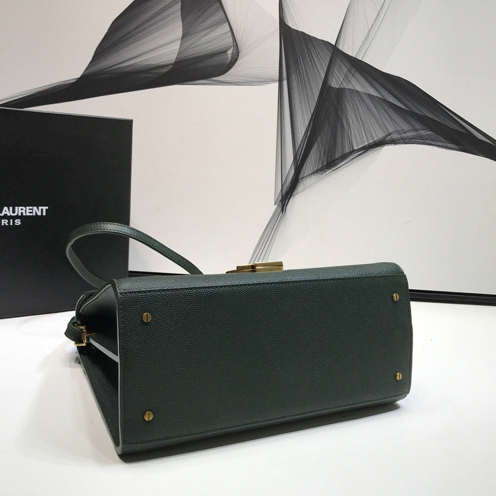 YSSL Cassandra Medium Top Handle Bag In Grain Dark Green For Women 9in/24.5cm YSL