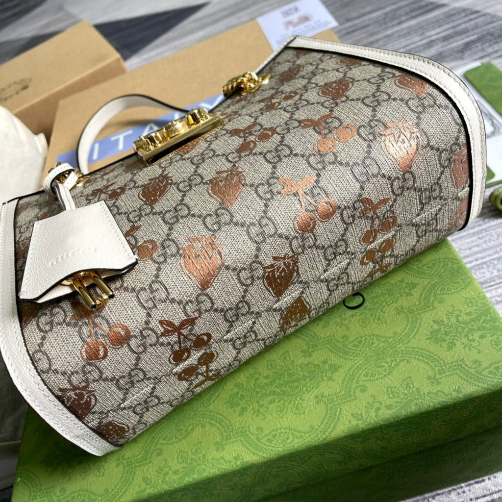 Padlock Small Strawberry Shoulder Bag Beige For Women, Women’s Bags 10in/26cm Glami
