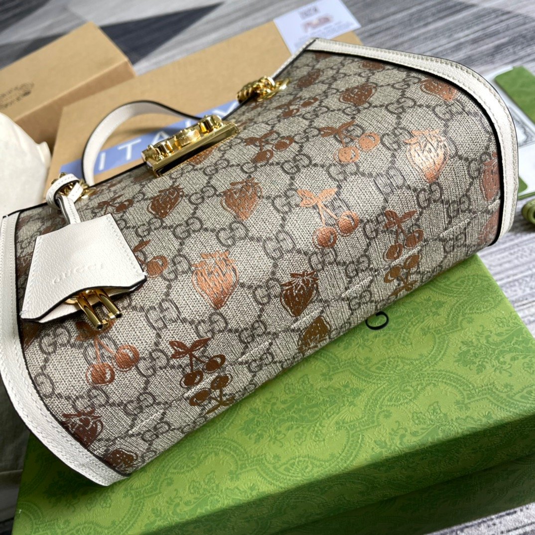 Padlock Small Strawberry Shoulder Bag Beige For Women, Women’s Bags 10in/26cm Glami