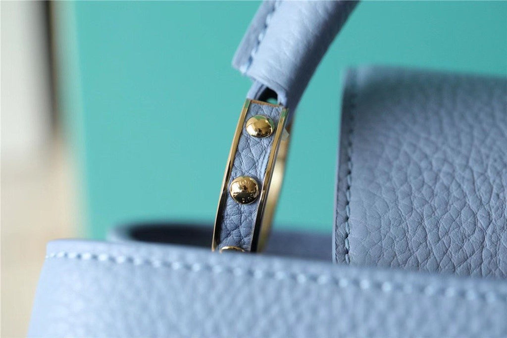 Louis Vuitton Capucines MM Taurillon Light Blue/ Beige For Women, WomenÃƒÂ¢Ã¢â€šÂ¬Ã¢â€žÂ¢s Bags, Shoulder And Crossbody Bags 12.4in/31.5cm Louis VuittonÃƒâ€šÃ‚Â 