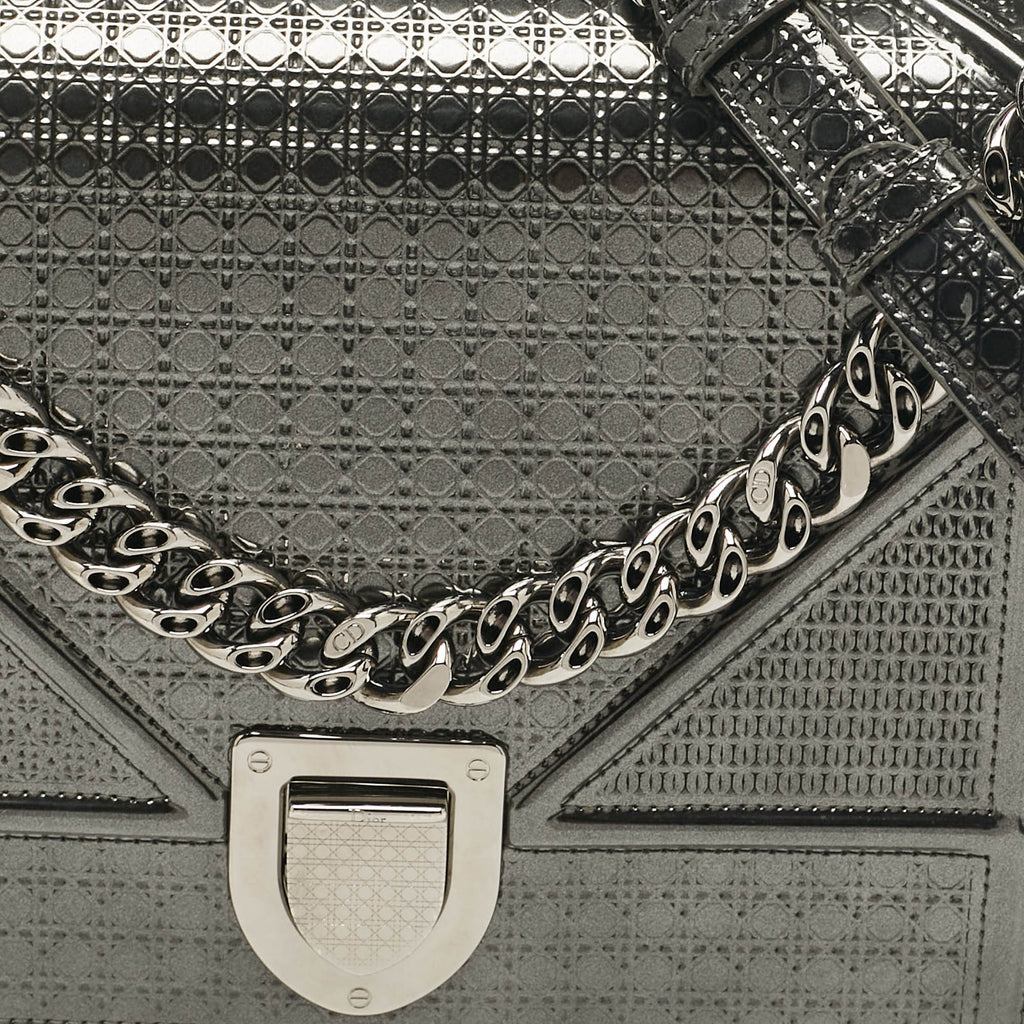 Dior Grey  Leather Medium Diorama Shoulder Bag