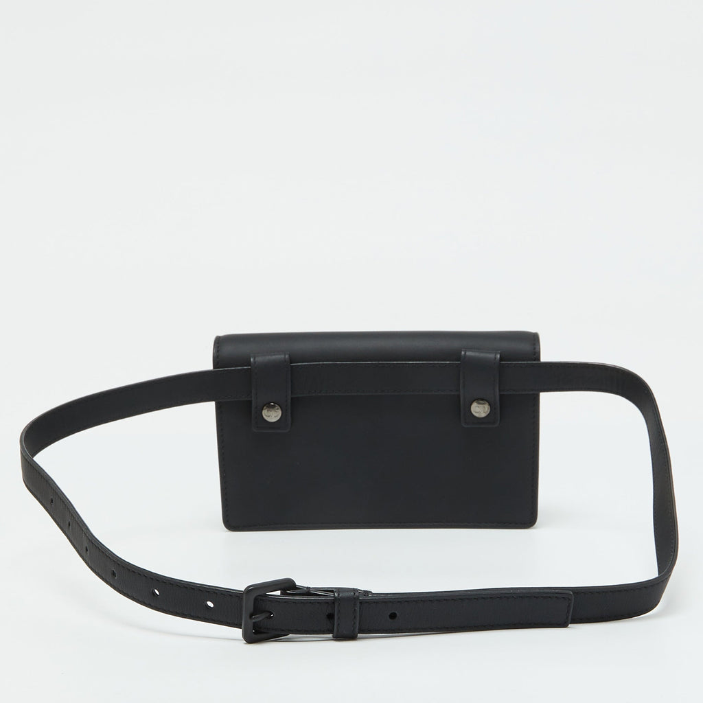 Dior Black Leather Saddle Flap Belt Bag