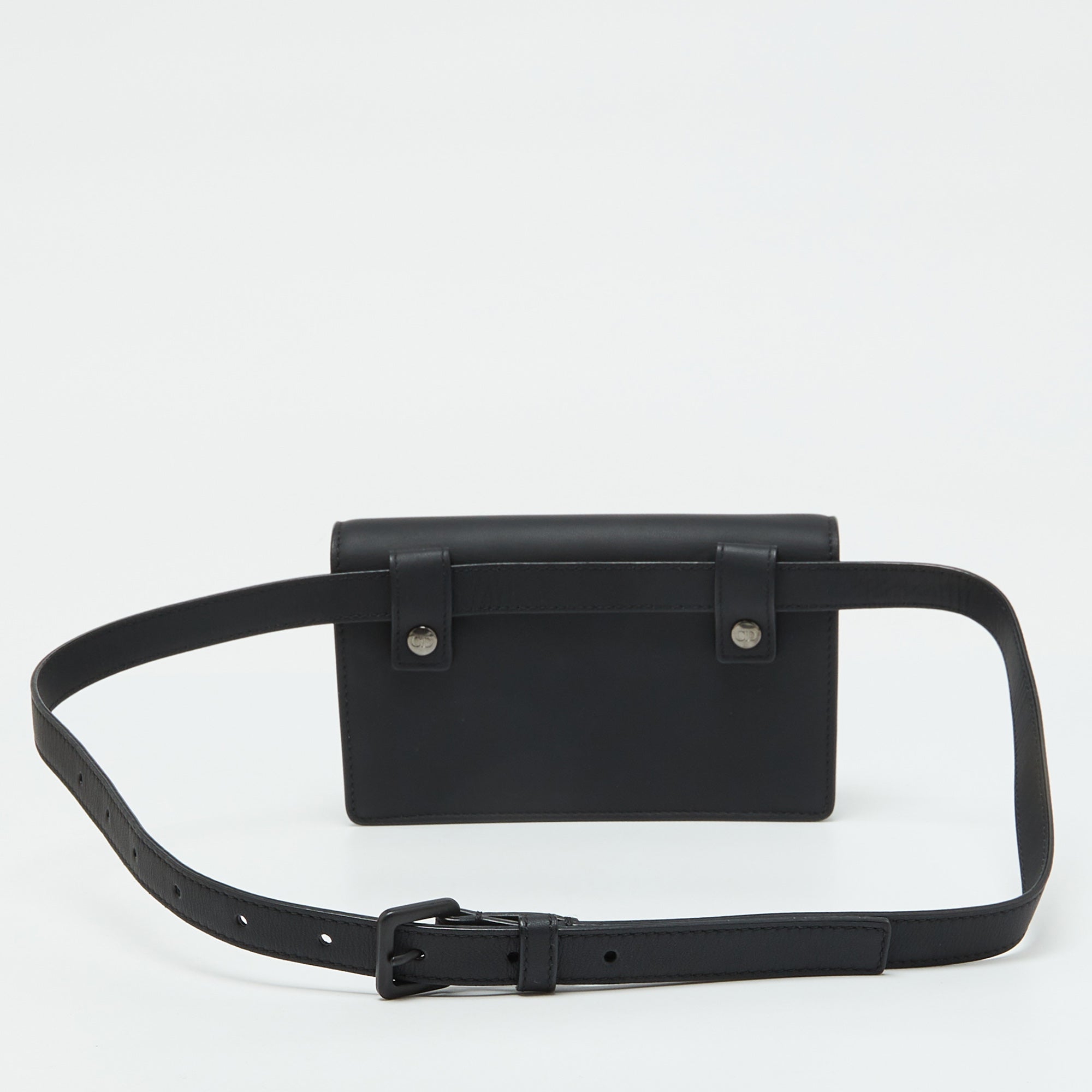 Dior Black Leather Saddle Flap Belt Bag
