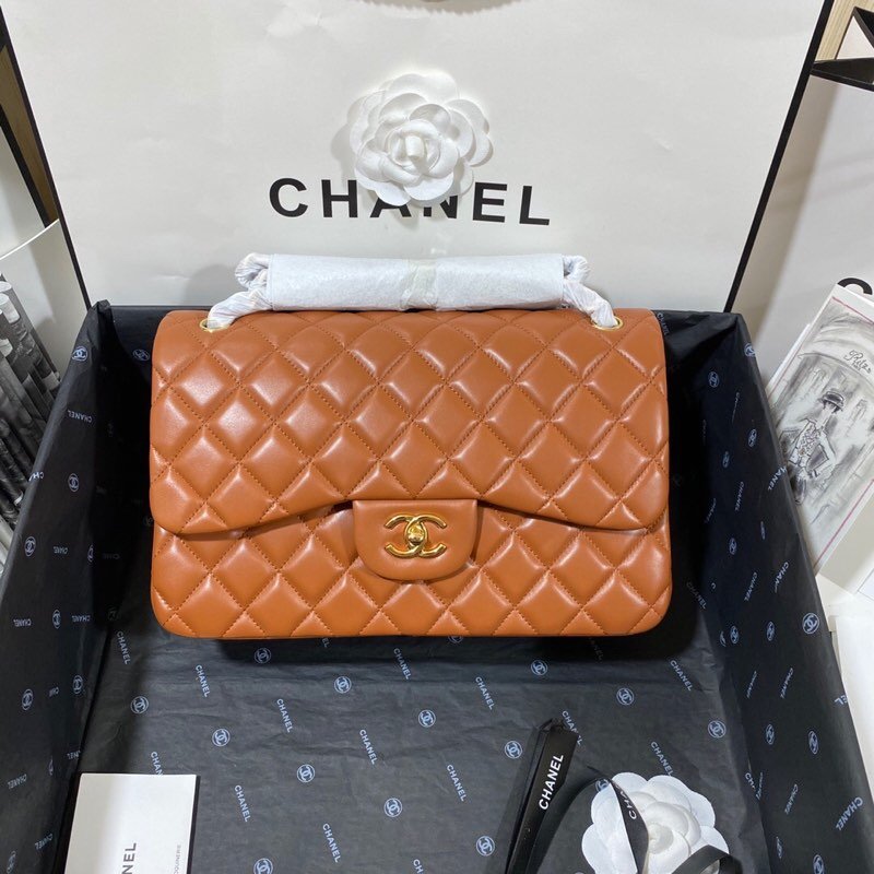 ChanelLarge Classic Handbag Gold Hardware Brown For Women Handbags, Shoulder Bags 11.8in/30cm