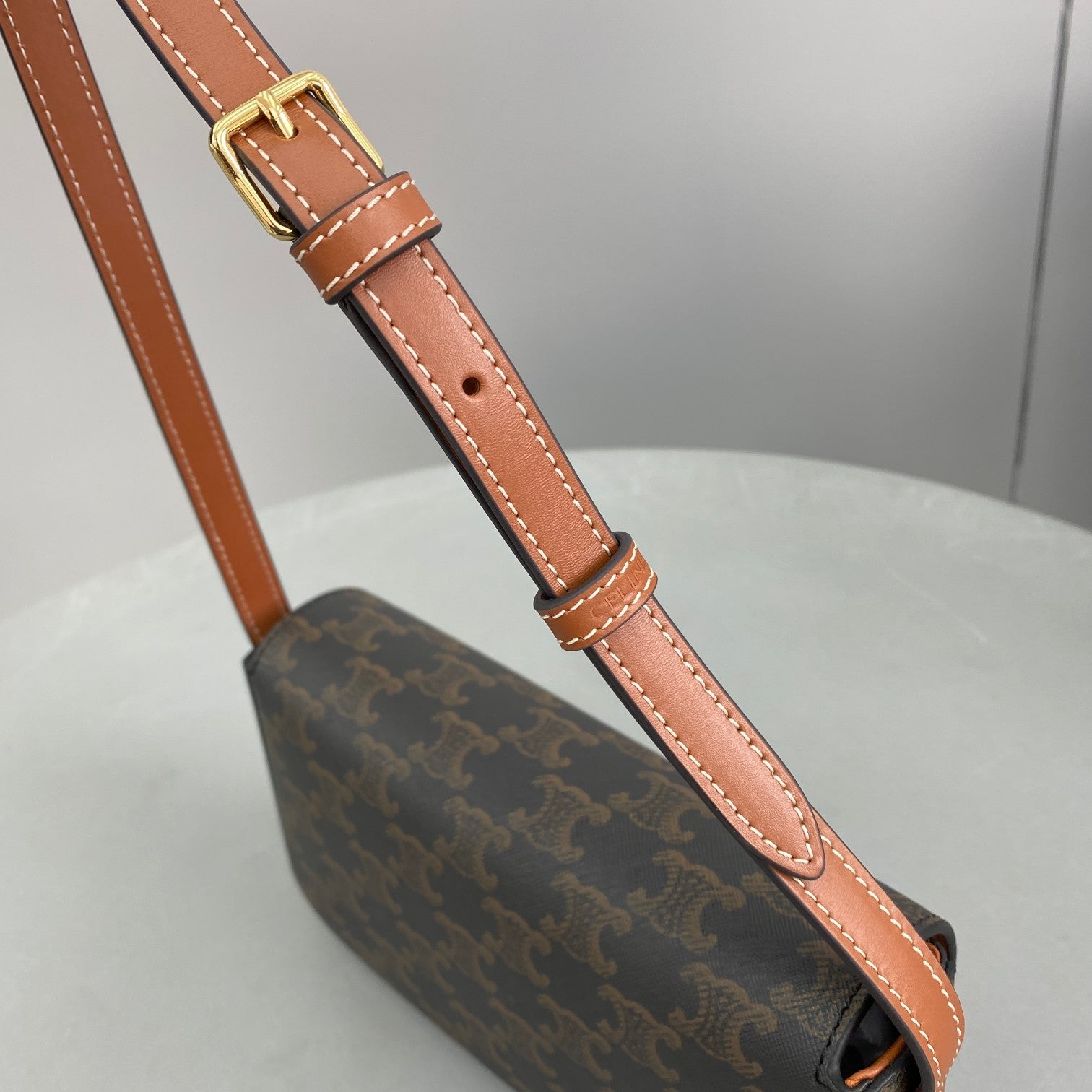 Triomphe Shoulder Bag In Triomphe Canvas Tan For Women 8in/20cm 194142CUZ.04LU