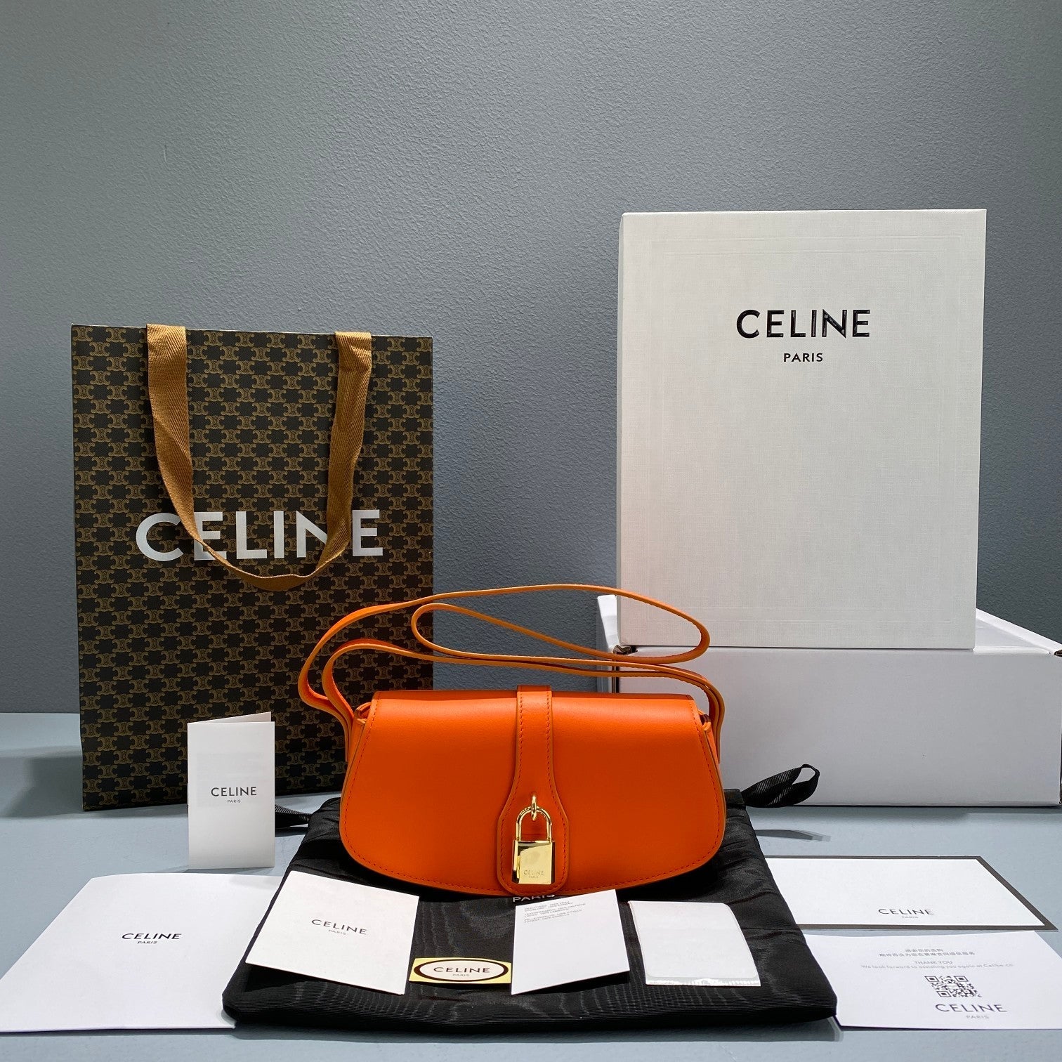 GLAMI Clutch On Strap Orange For Women 7in/18cm