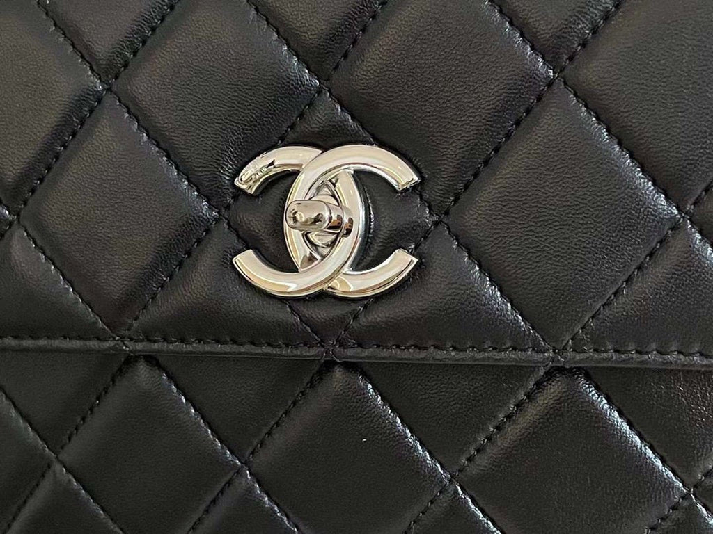 Chanel Classic GlamIap Bag SiLouis Vuittoner Hardware Black 9.8in/25cm