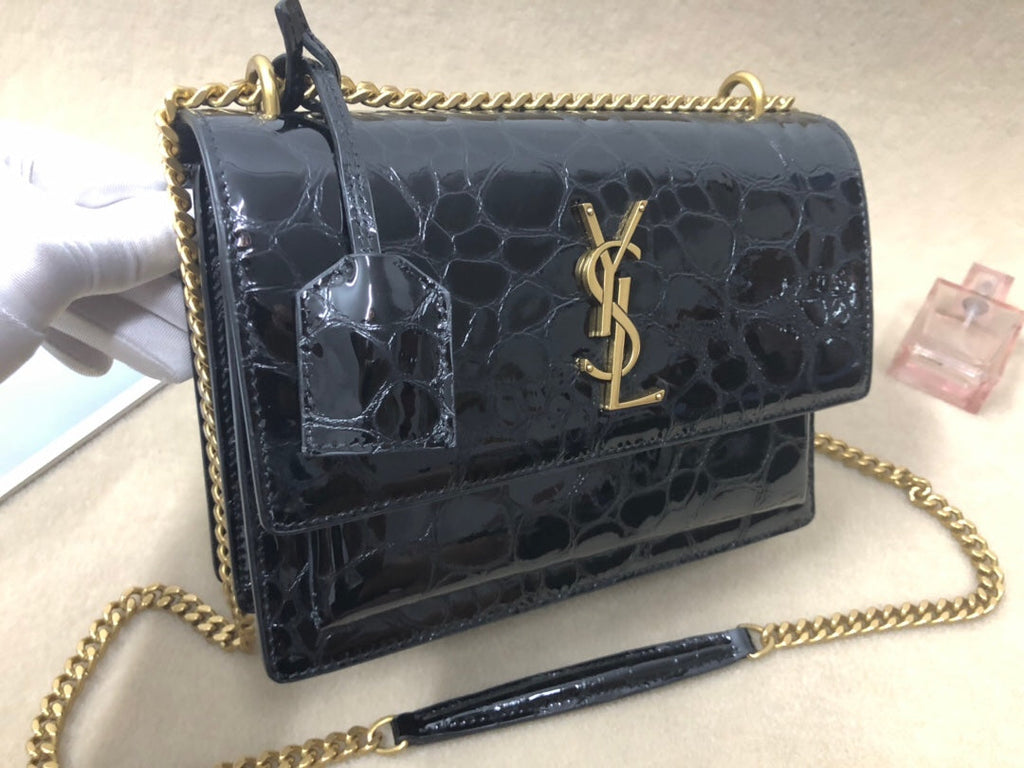 YSSL Sunset Chain Wallet Black For Women 8in/21cm YSL