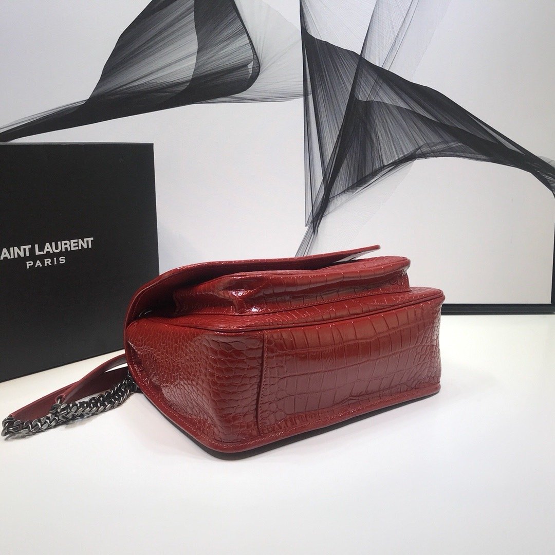 YSSL Niki Medium Chain Bag In-Embossed RedÂ For Women 11in/28cm YSL
