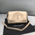 Niki MeGLAMIum Crinkled Shoulder Bag Beige For Women 11in/28cm YSL