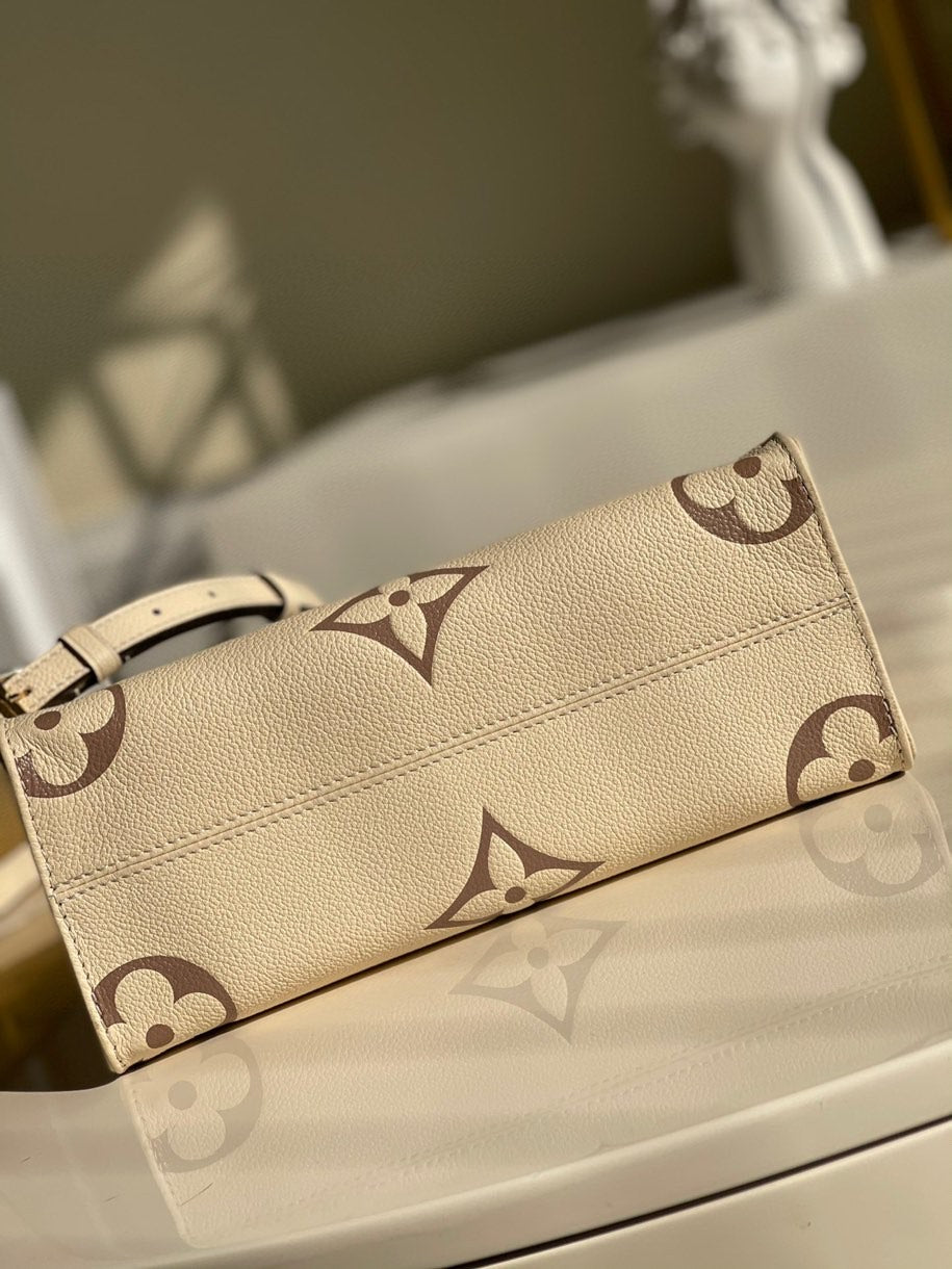 Louis Vuitton Onthego PM Monogram Empreinte Tourterelle Grey/Beige For Women,  Shoulder And Crossbody Bags 9.8in/25cm Louis Vuitton M45654