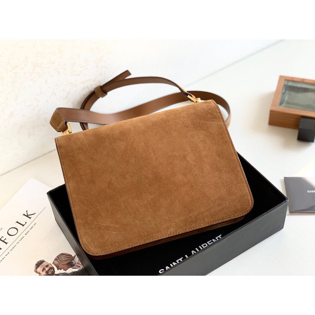 Top QualityÂ Le Carre Satchel Brown For Women 9in/23cm YSL