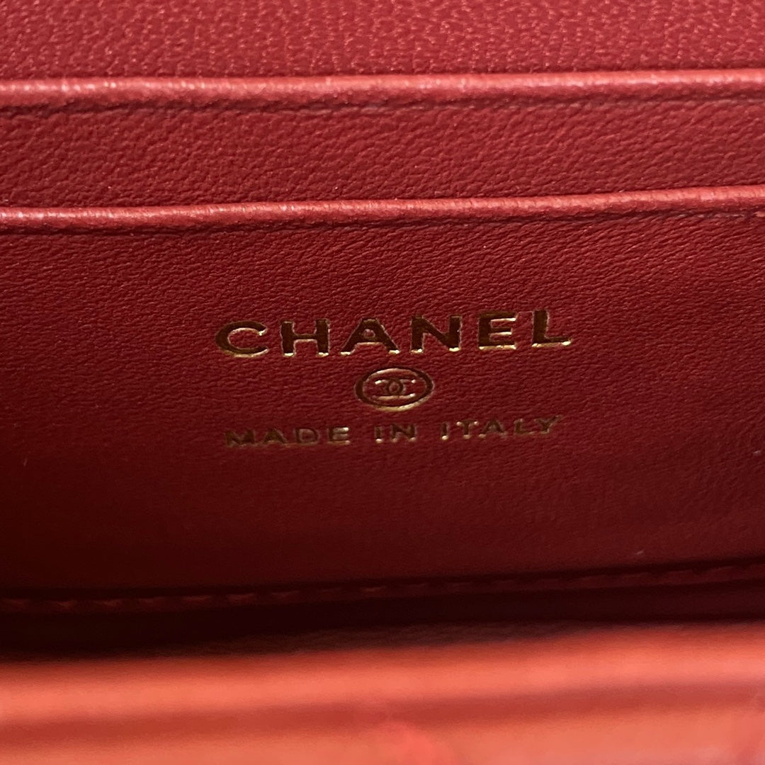Chanel Clutch With Chain Gold Hardware Red For Women Handbags, Shoulder Bags 5.7in/14.5cm