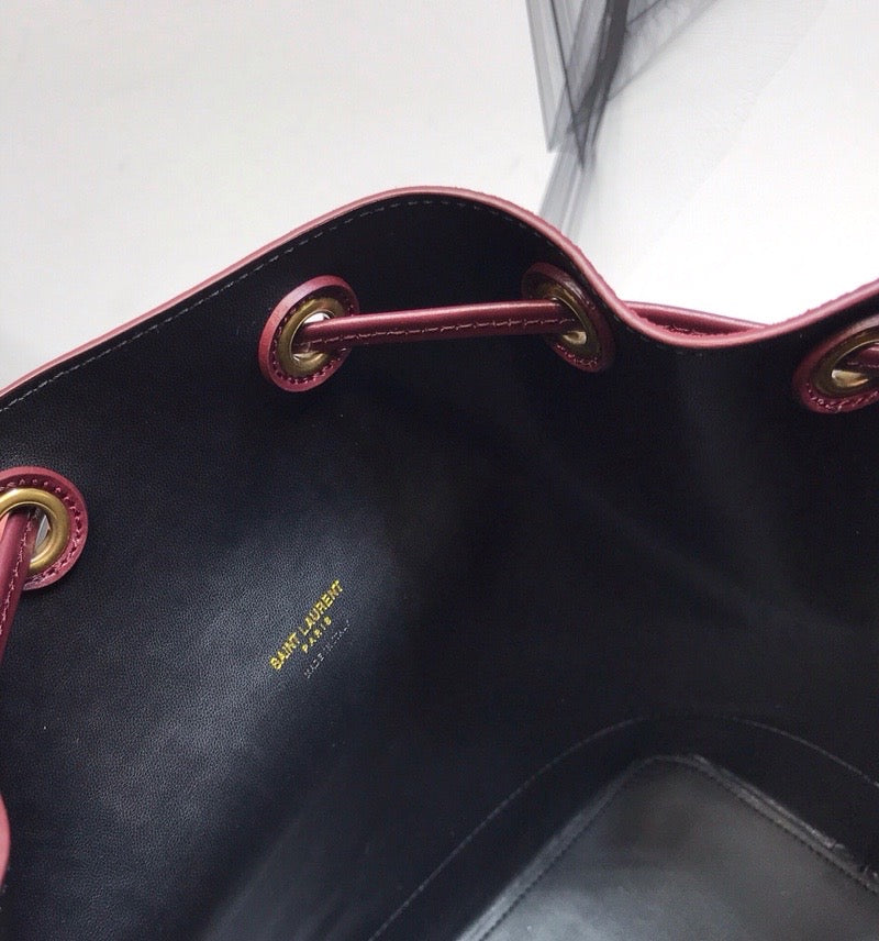 YSSL All-Over Monogram Bucket Bag Burgundy For Women 10.5in/27cm YSLÂ 