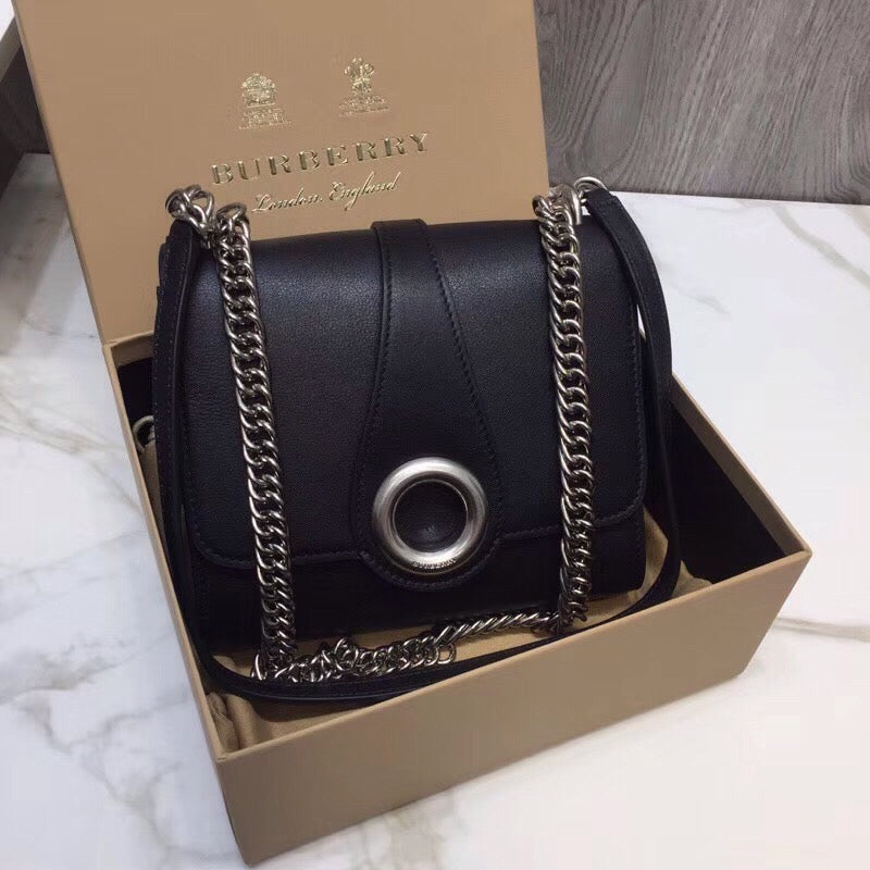 Burberry Grommet Detail Crossbody Bag Black For Women, Bags 7.1in/20cm