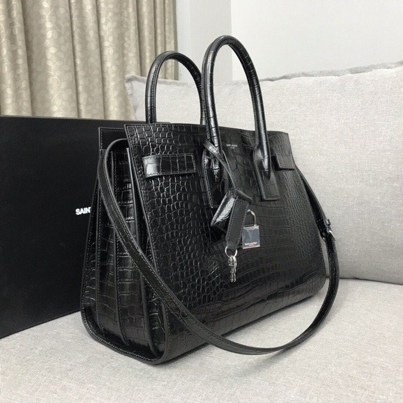 YSSL Sac De Jour Small In Embossed Crocodile Black For Women 12.5in/32cm YSLÂ  378299DND1N1000