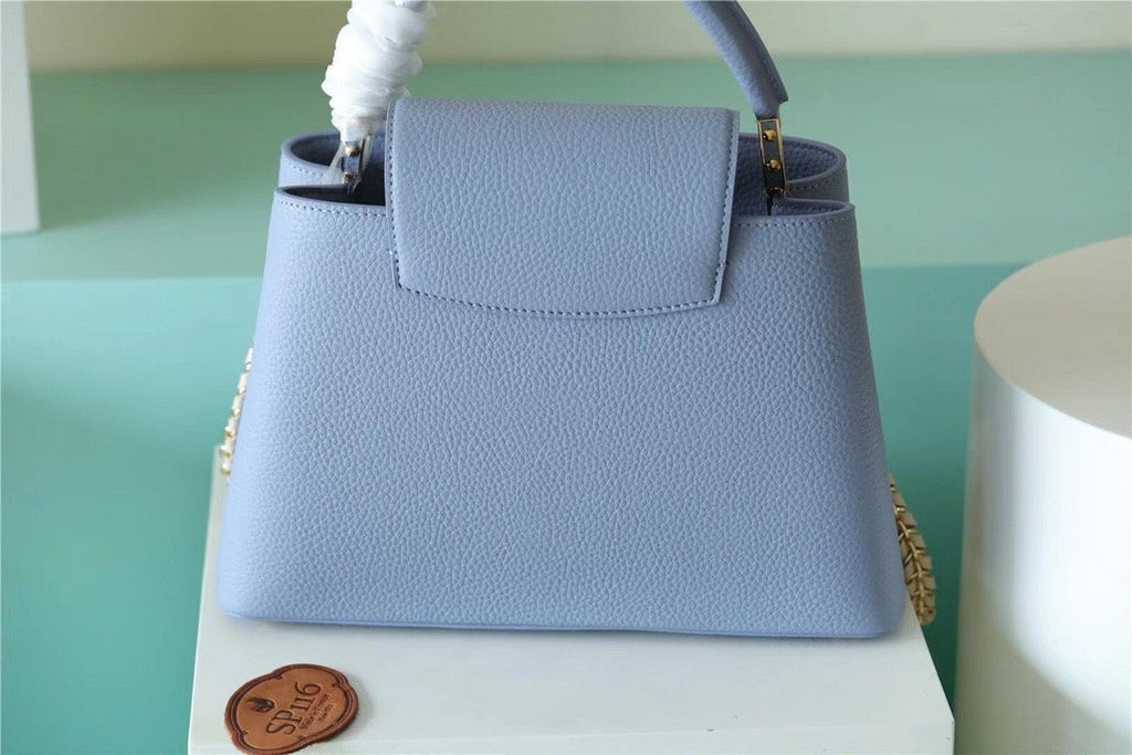 Louis Vuitton Capucines MM Taurillon Light Blue/ Beige For Women, WomenÃƒÂ¢Ã¢â€šÂ¬Ã¢â€žÂ¢s Bags, Shoulder And Crossbody Bags 12.4in/31.5cm Louis VuittonÃƒâ€šÃ‚Â 