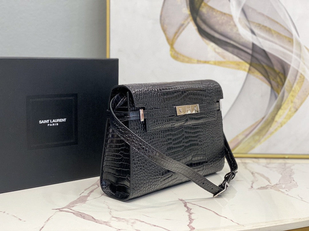 YSSL Manhattan Shoulder Bag In-Shiny Black For Women 11in/29cm YSL 579271DND0J1000