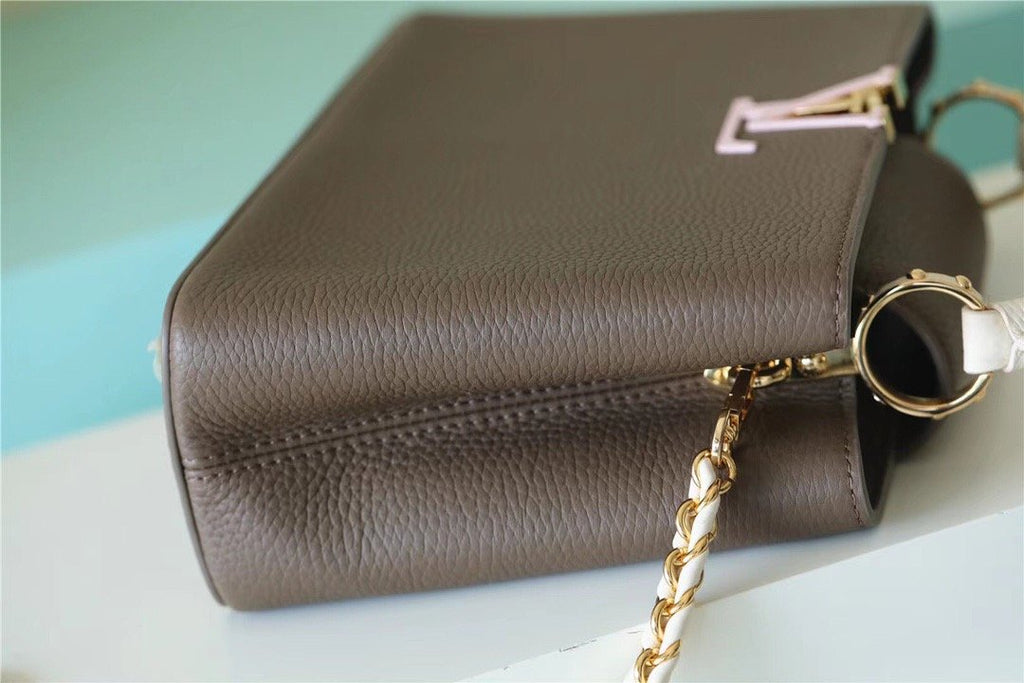Louis Vuitton Capucines Taurillon Smokey Brown Green/ Creme/ Pink For Women,  Shoulder And Crossbody Bags 27cm/10.6in Louis Vuitton M59516