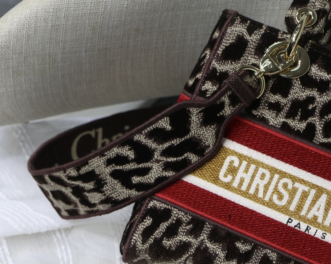Dior MeDiorum Lady D-Lite Bag, Leopard Brown Handbags, Crossbody Bags, 24cm CD