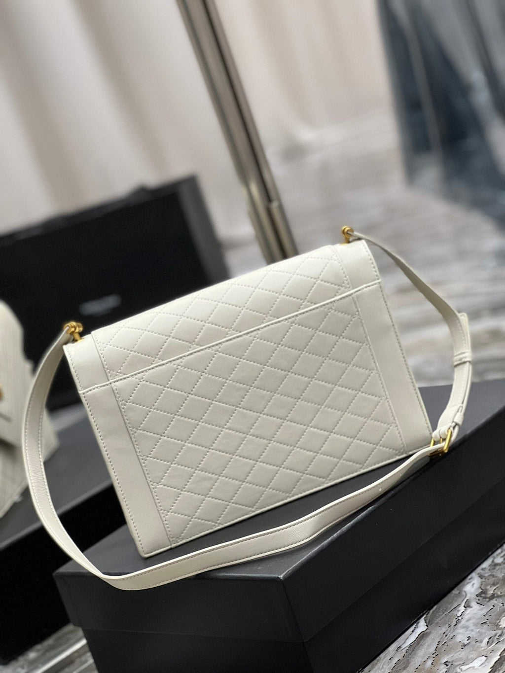 YSSL Gaby Satchel Bag In White With Gold Toned Hardware For Women 10in/26cm YSl 6688631EL079207