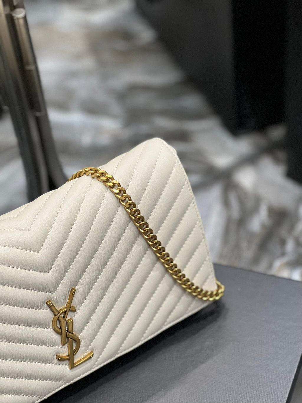 Top Quality Kata 99 Chain Bag White With Gold Hardware For Women 10.2in/26cm YSL