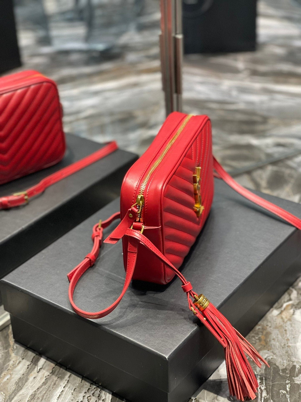 Top Quality Lou Camera Bag Red With Gold Toned Hardware For Women 9in/23cm YSL 612544DV7076008