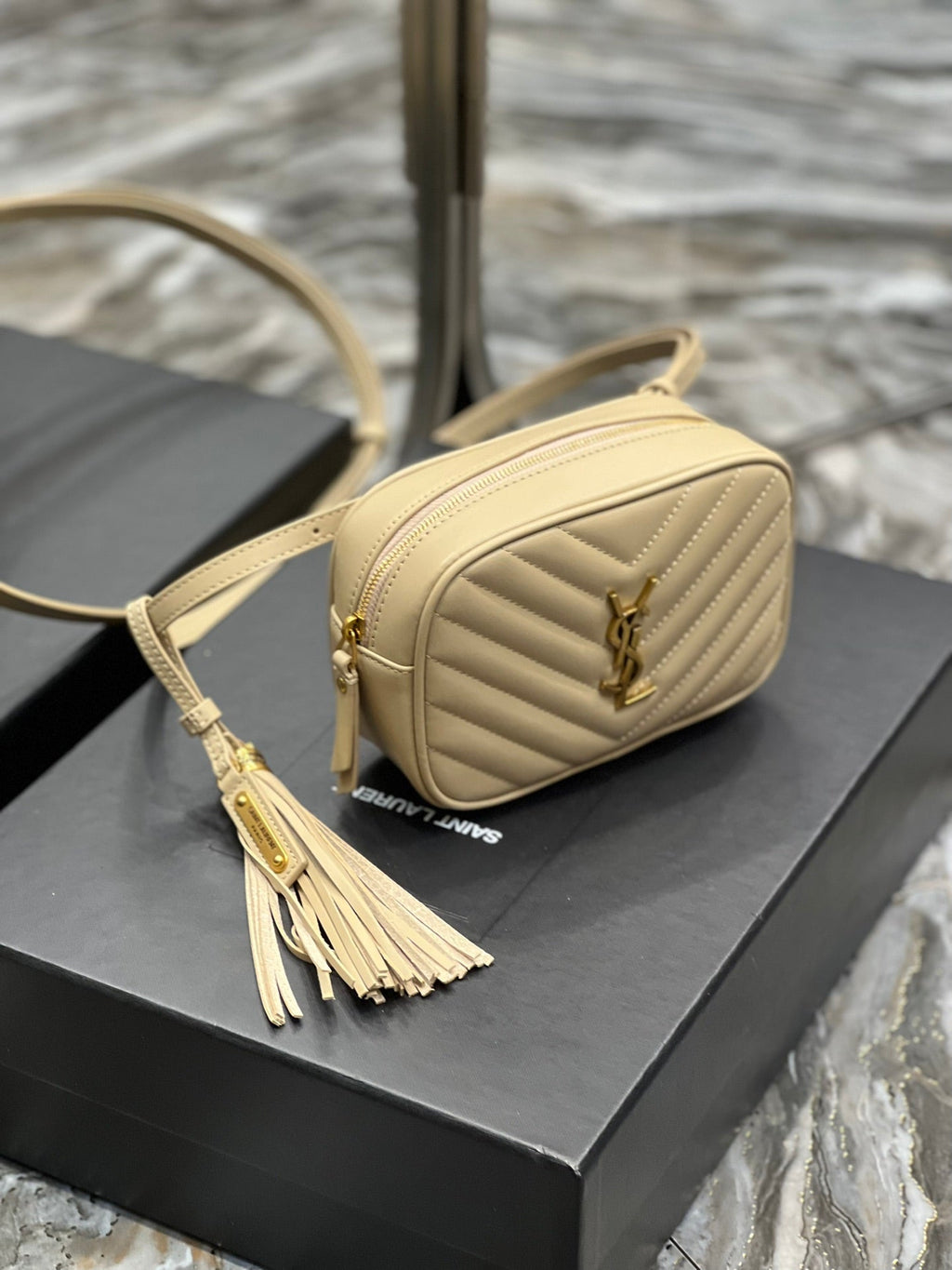 Top Quality Lou Belt Bag Beige In MatelassÃ© Gold Toned Hardware For Women 6.1in/15cm YSL 614031DV7072721