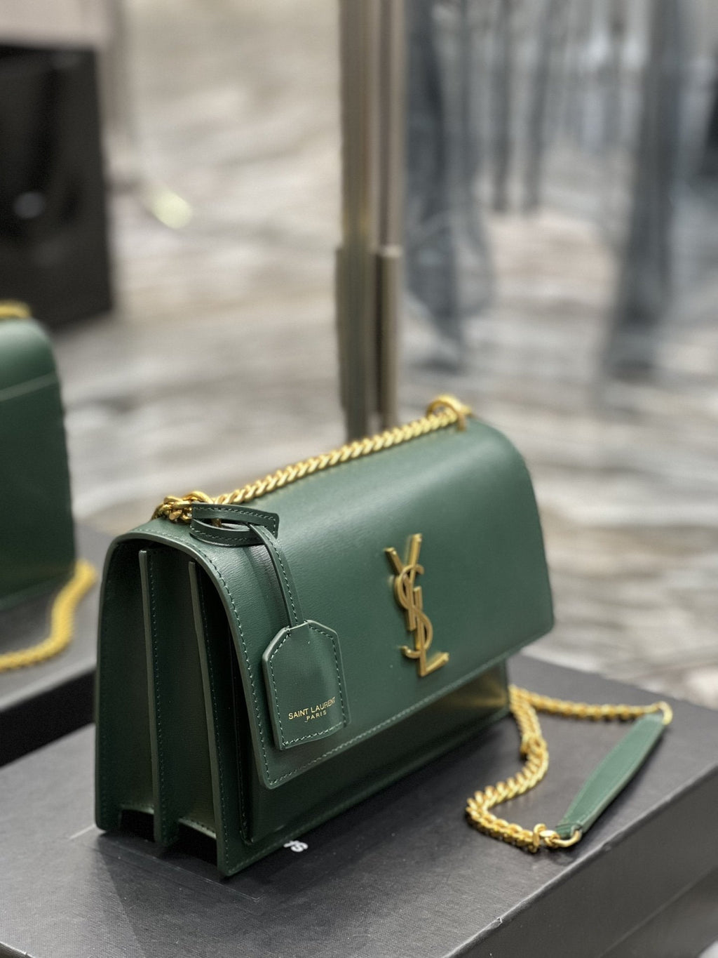 YSSL Sunset Medium Chain Bag For Women 8in/22cm Green YSL