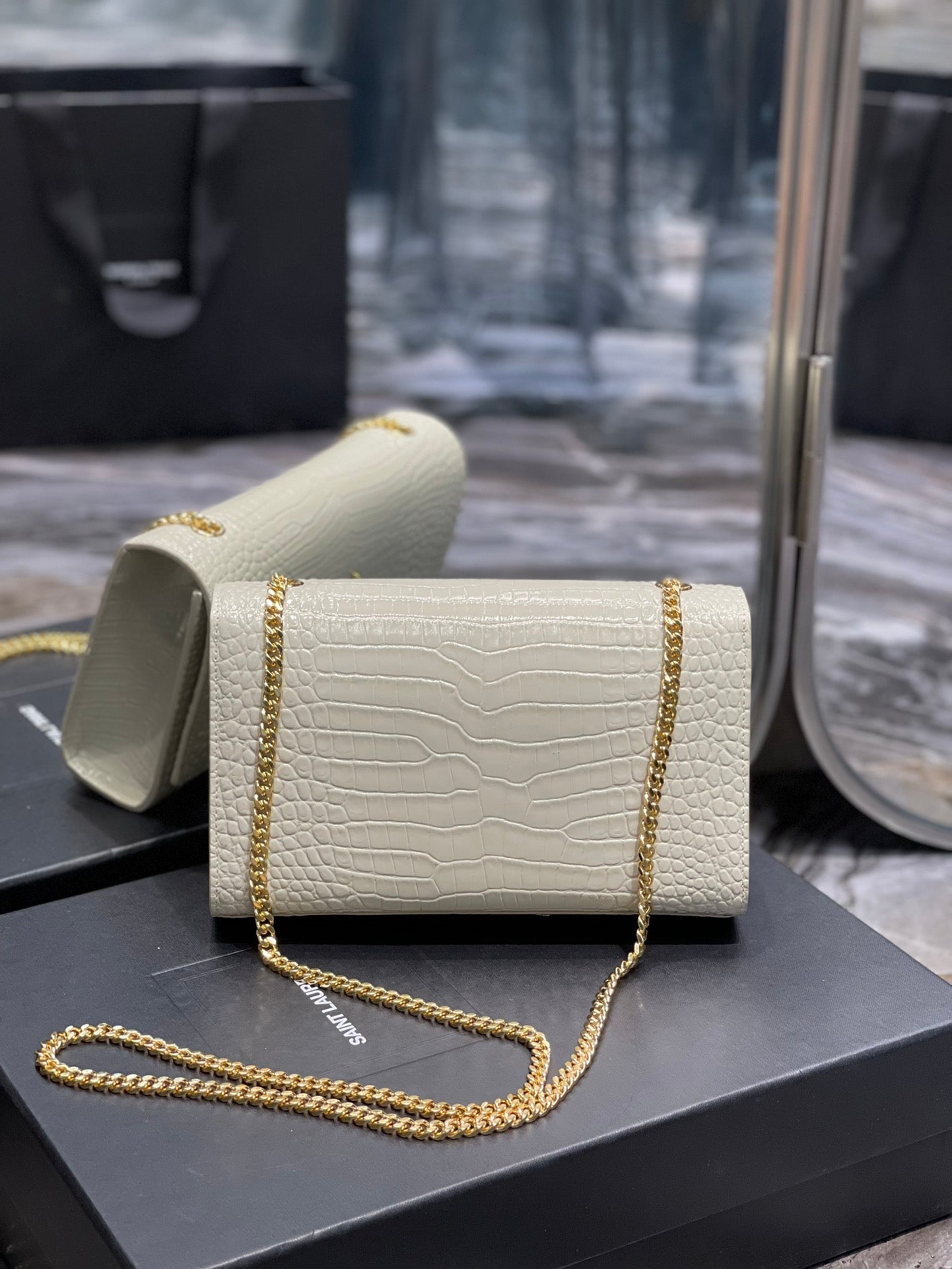 Top Quality Kata MeTop Qualityum Chain Bag White  With Tassel For Women 9.4in/24cm YSL 354119DND0J9207