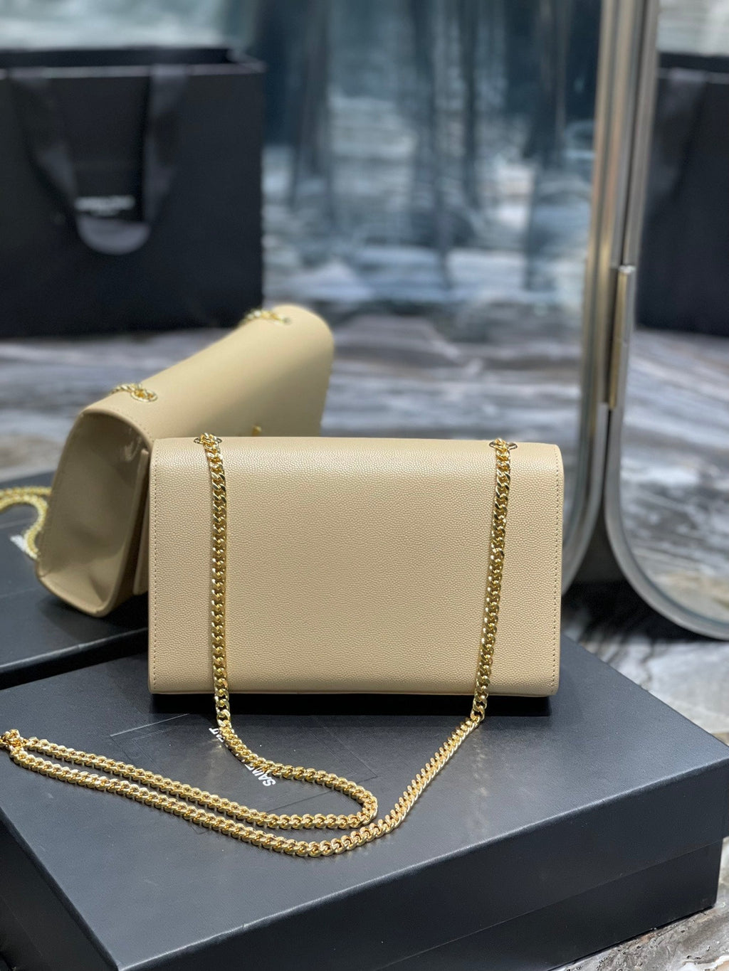 Top Quality Kata MeTop Qualityum Chain Bag Beige With Tassel For Women 9.4in/24cm YSL