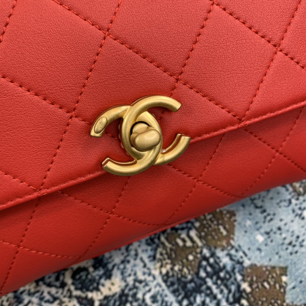 ChanelSmall Flap Bag With Top Handle Gold Hardware Red For Women, Women’s Handbags, Shoulder Bags 7.9in/20cm AS2059