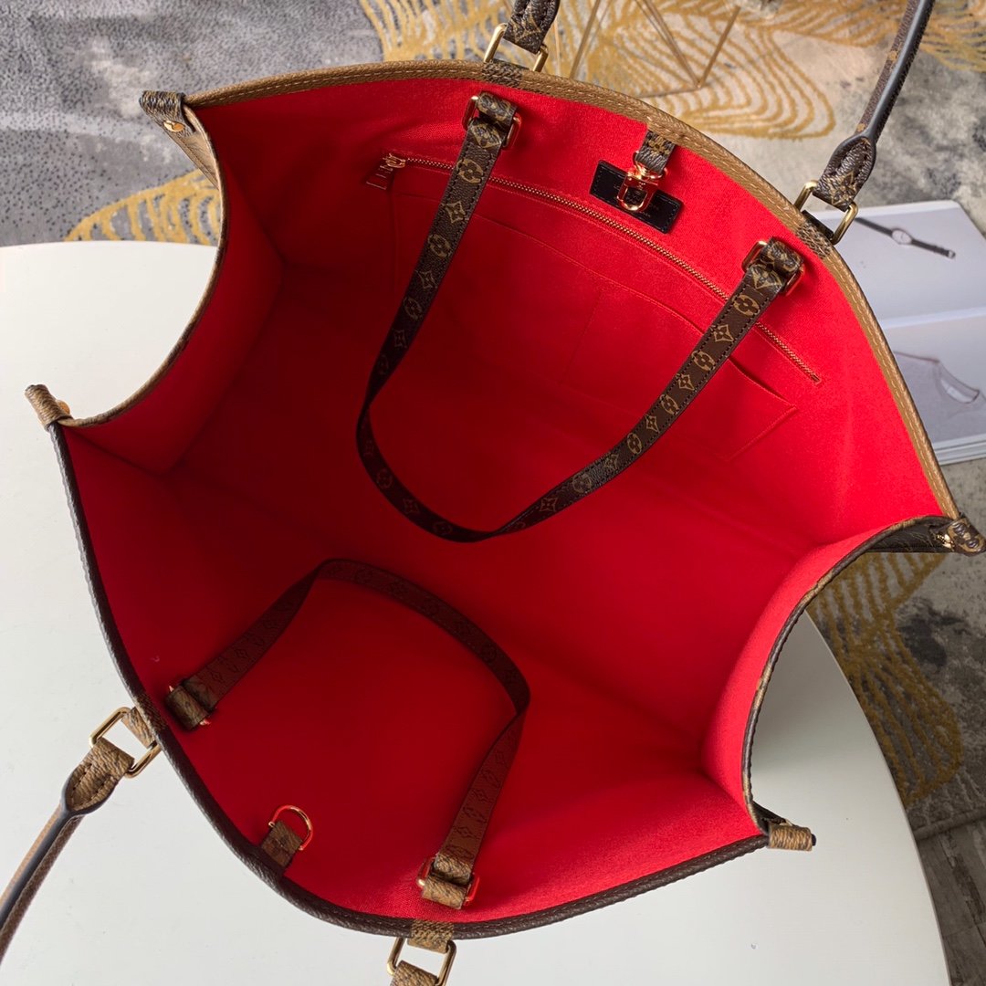 Louis Vuitton OnTheGo MM Monogram And Monogram Reverse Canvas For Women,  Shoulder Bags 13.8in/35cm Louis Vuitton M45321