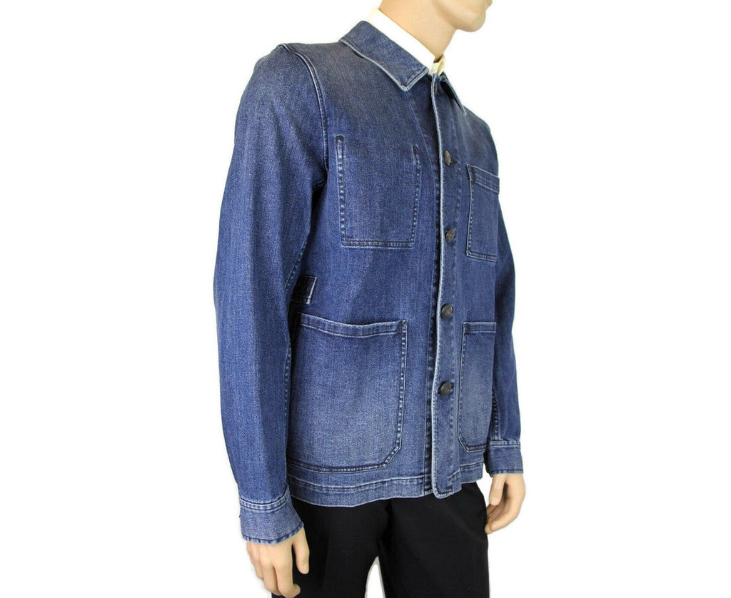 Burberry Men's Blue Denim Decorative Washed Trim Jacket