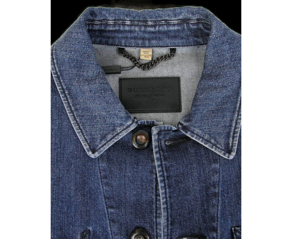 Burberry Men's Blue Denim Decorative Washed Trim Jacket