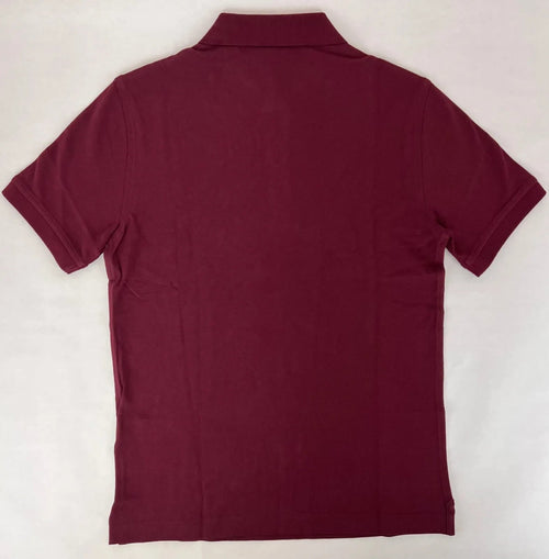 Burberry Men's Deep Claret Cotton Embroidered Logo Polo Shirt S
