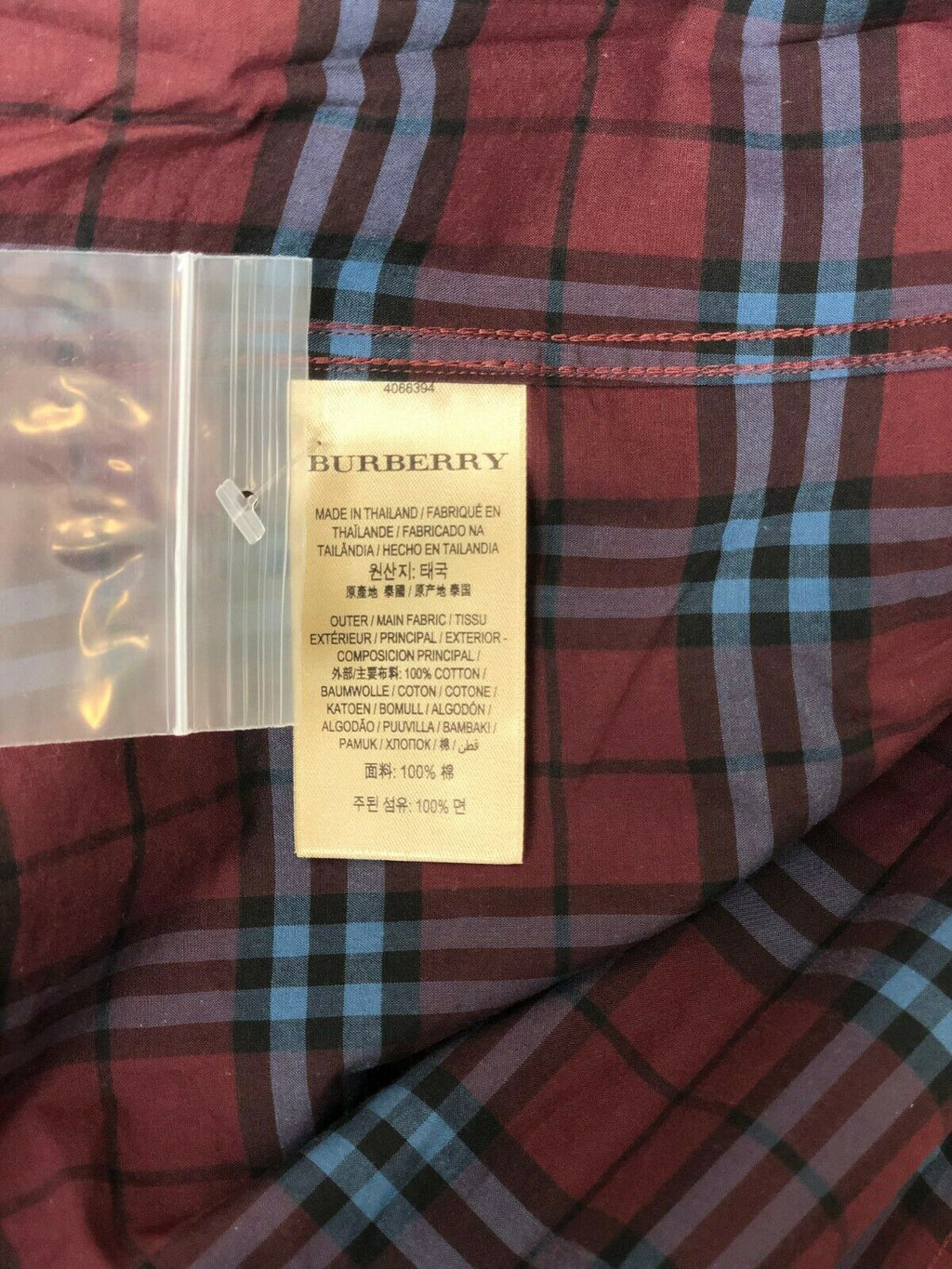 Burberry Alexander Men's Crimson Red/Blue Checked Cotton Shirt (S