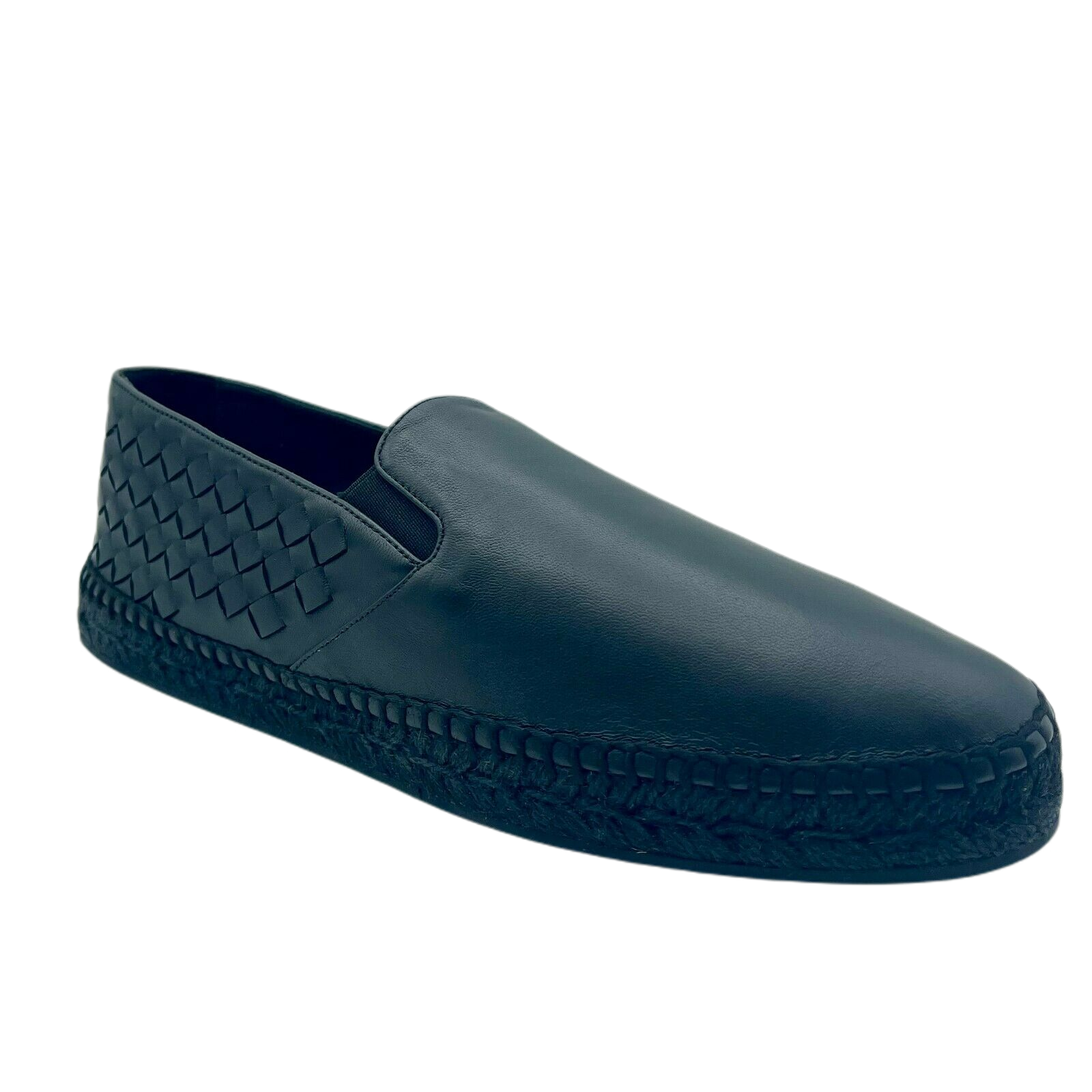 Bottega Veneta Men's Black Leather Woven Slip on Espadrilles (40EU / 7US)