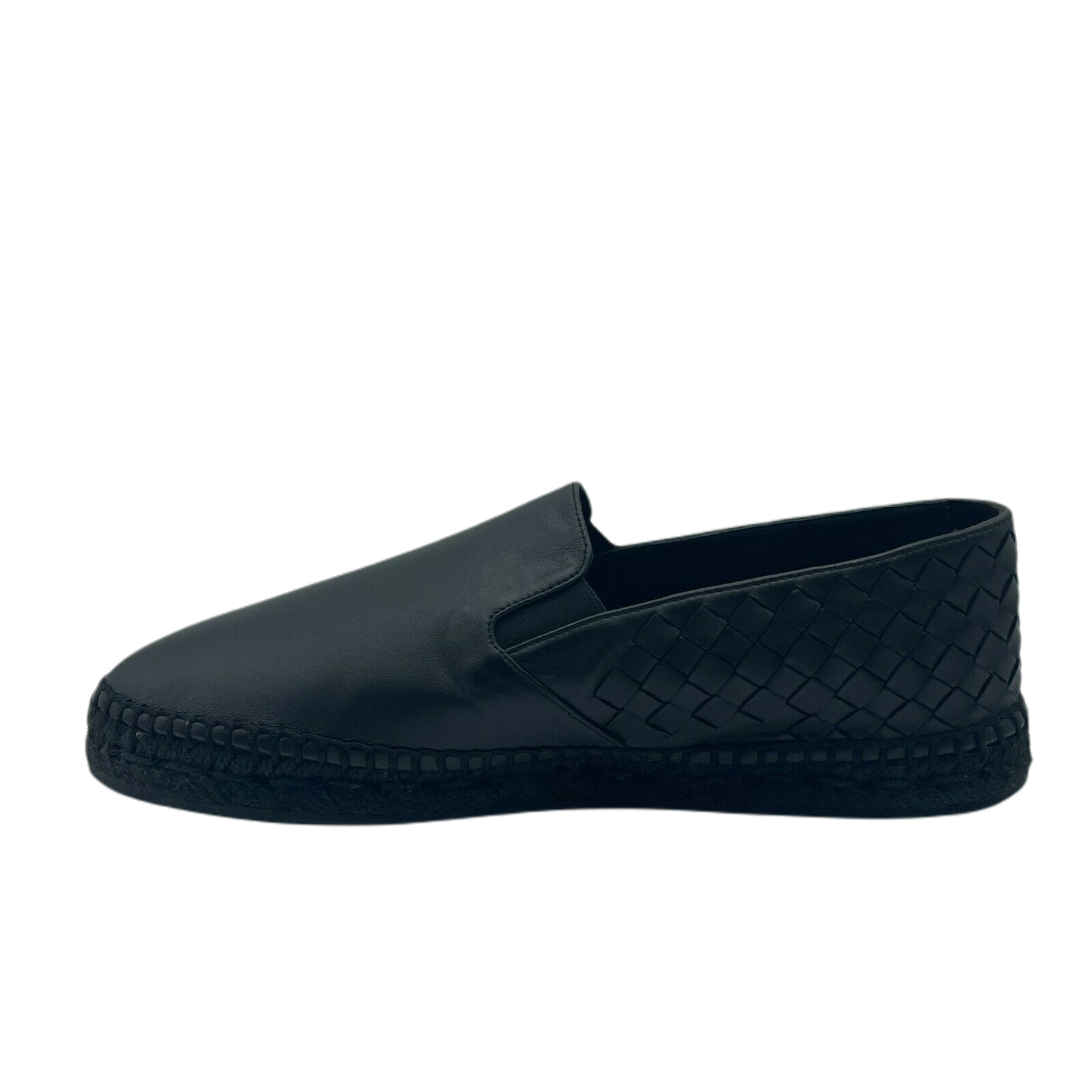Bottega Veneta Men's Black Leather Woven Slip on Espadrilles 407387 1000 (41EU / 8US)