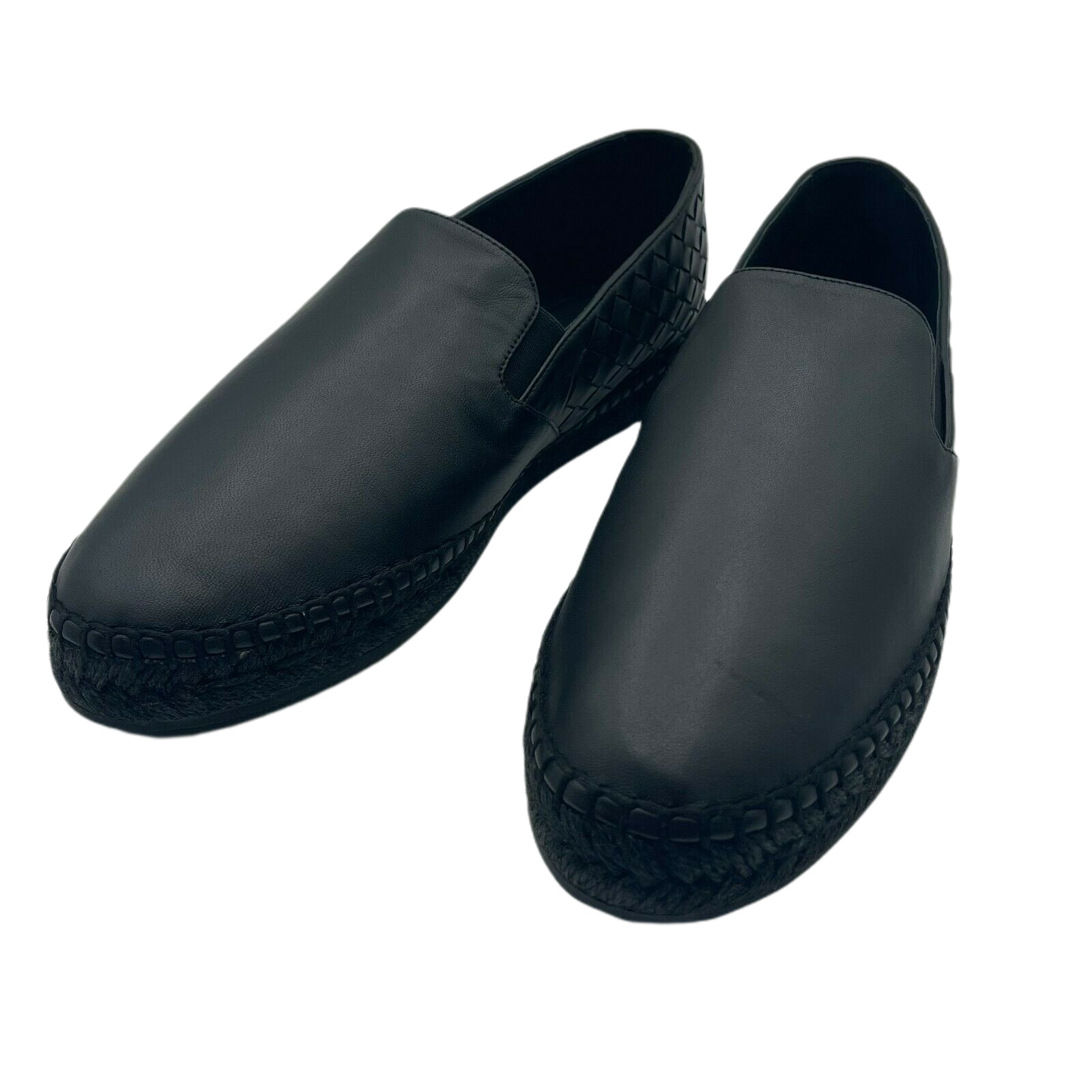 Bottega Veneta Men's Black Leather Woven Slip on Espadrilles 407387 1000 (41EU / 8US)