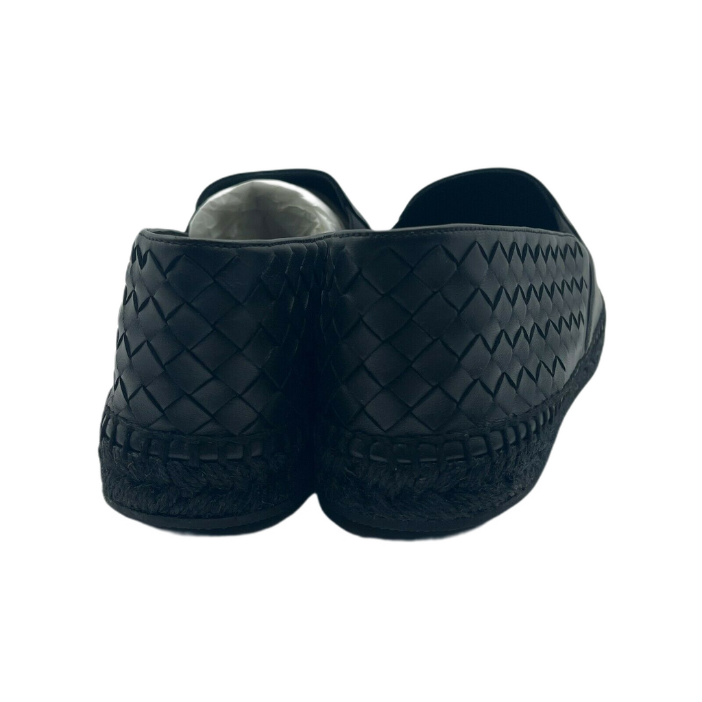 Bottega Veneta Men's Black Leather Woven Slip on Espadrilles 407387 1000 (41EU / 8US)