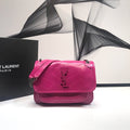 YSSL Niki Baby Chain Bag In Crinkled  Dark Pink For Women 8in/21cm YSL