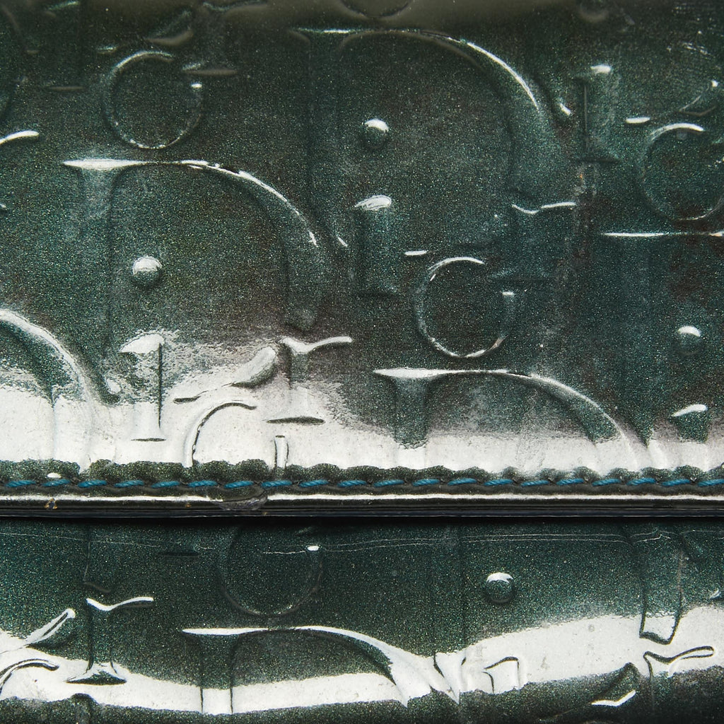 Dior Green Oblique Embossed  Leather Continental Flap Wallet