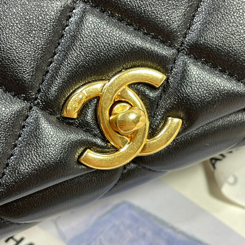 ChanelLarge GlamIap Bag Gold Hardware Black For Women Handbags, Shoulder Bags 9.1in/23cm AS3367